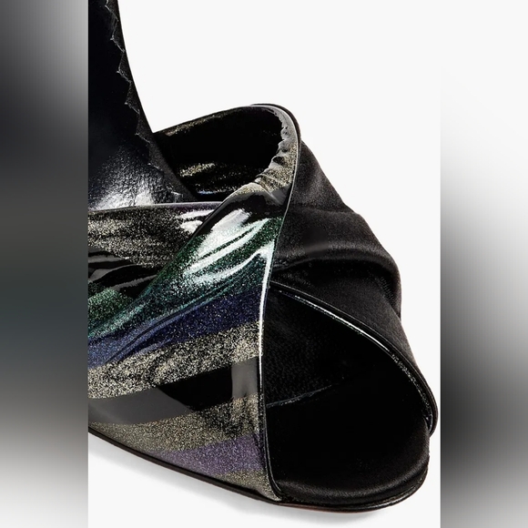 NEW MISSONI TWISTED METALLIC STRIPED PATENT LEATHER AND SATIN HEELS - Picture 3 of 12